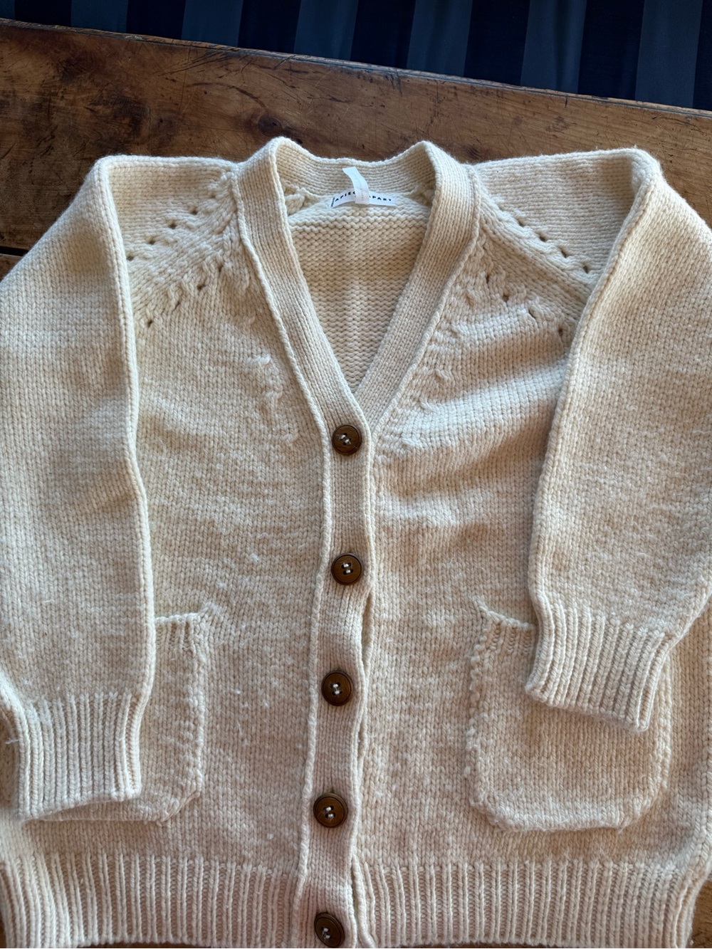 Apiece Apart Cream Button-Front V-Neck Cardigan
